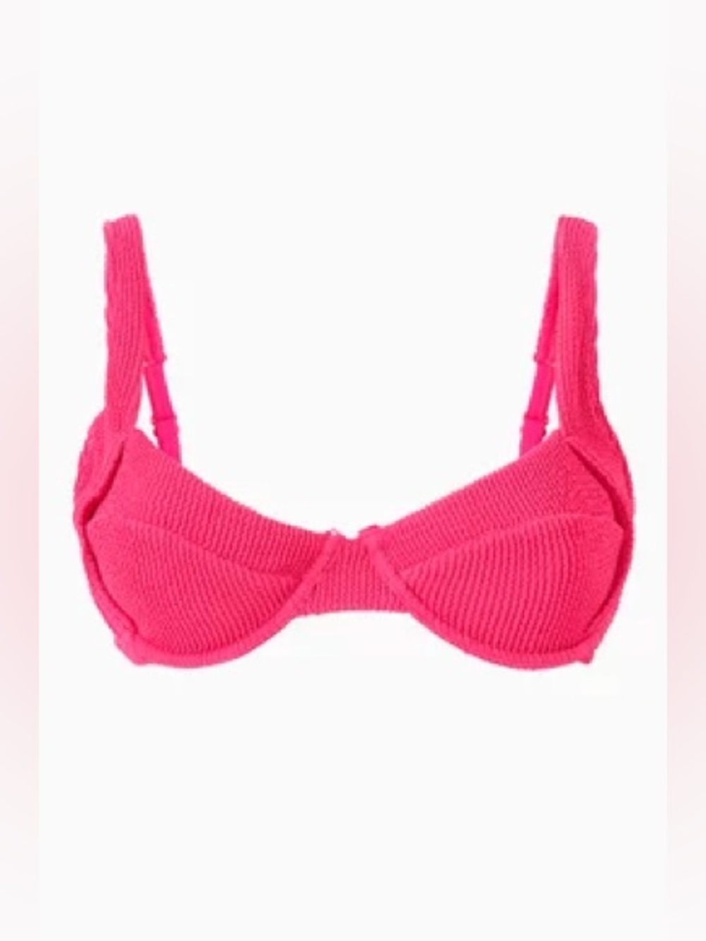 Good American Always Fits Demi Hot Pink Textured Bikini Top Size Large NWOT